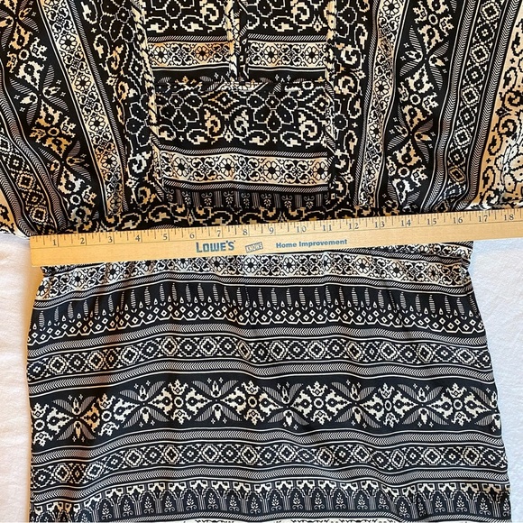 H&M Black and Cream Boho Balloon Sleeve Dress Size 4 - Picture 9 of 9